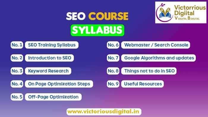 SEO Courses Syllabus - Victorious Digital