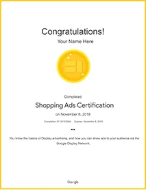 Shopping Ads Certifications